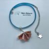 Collier bleu ciel et argenté origami PAON