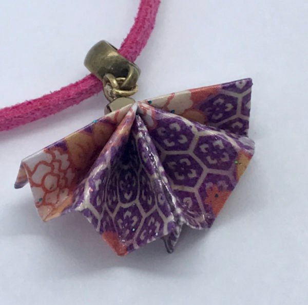 Collier fuchsia et bronze origami PAON