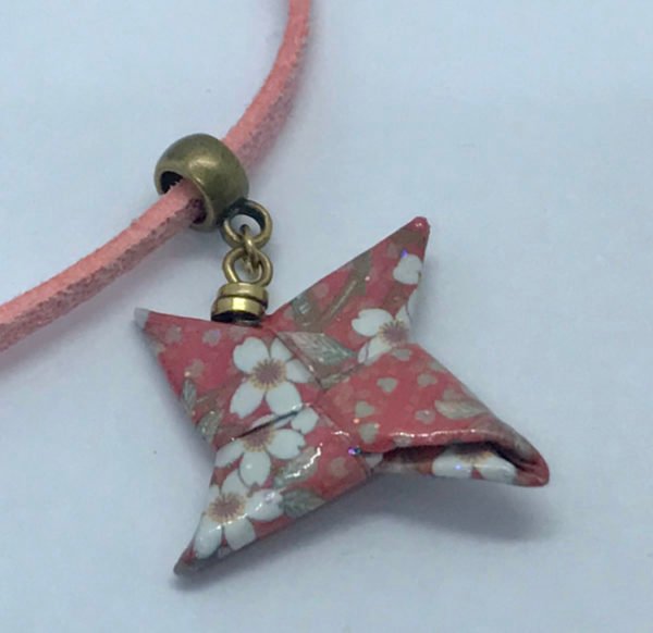 Collier rose et doré origami ETOILE