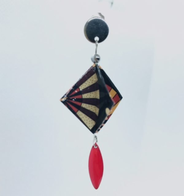 Boucles d’oreilles KARO argent breloque rouge