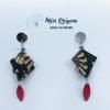 Boucles d’oreilles KARO argent breloque rouge
