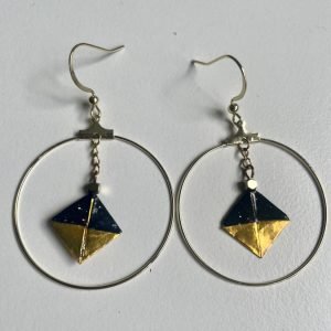 Boucles d’oreilles créole CARRE NOIR ET OR