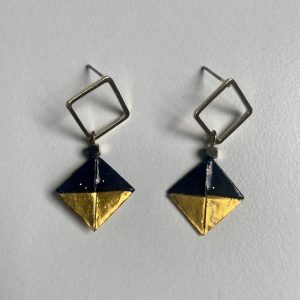 Boucles d’oreilles CARRE NOIR ET OR