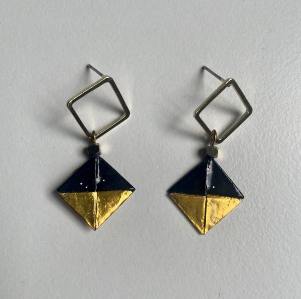 Boucles d’oreilles CARRE NOIR ET OR