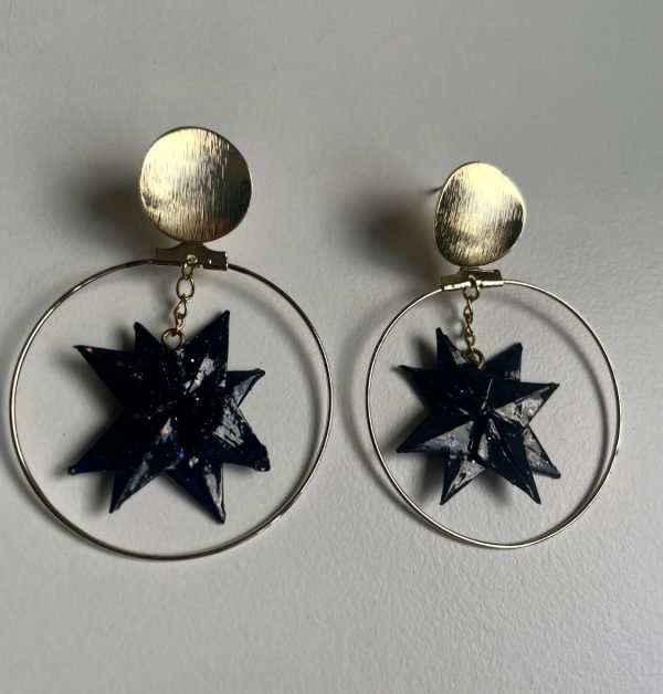 Boucles d’oreilles ETOILE FILANTE NOIR ET OR